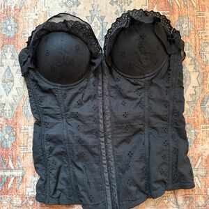 Black Eyelet Bustier Top